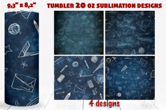 Chalkboard tumbler wrap, doodle blue tumbler designs, School Product Image 1