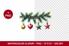 png watercolor clipart - pine christmas ornament Product Image 1