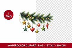 png watercolor clipart - pine christmas ornament Product Image 1