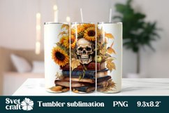 Skull flower tumbler wrap | Skull sublimation tumbler