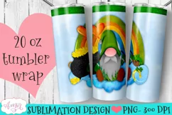St. Patrick's Day gnome tumbler wrap PNG for sublimation Product Image 2