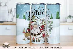 Christmas Tumbler Sublimation Wrap PNG - Believe Product Image 1