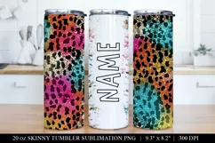 Bright Cheetah Print Tumbler Wrap - 20oz Skinny Tumbler PNG Product Image 1