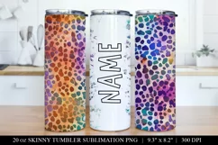 Rainbow Leopard Print Tumbler Wrap - 20oz Skinny Tumbler PNG Product Image 1