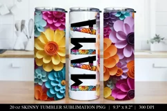 Mama Tumbler Wrap - Paper Flower Tumbler Sublimation PNG Product Image 1