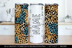 Blue & Gold Glitter Cheetah Print Tumbler Wrap Product Image 1