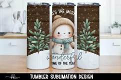 Snowman 20oz Tumbler Wrap Sublimation PNG Product Image 1