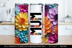 Mama Tumbler Wrap - Paper Flower Tumbler Sublimation PNG Product Image 3