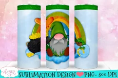 St. Patrick's Day gnome tumbler wrap PNG for sublimation Product Image 1