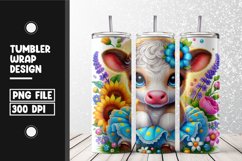 Floral cow Tumbler Wrap | Sublimation | 20 oz Skinny Product Image 1