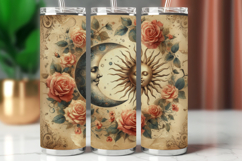 Tumbler Wrap 20 oz - boho moon and sun face Product Image 1