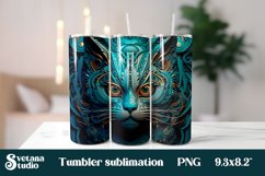 3d cat tumbler wrap PNG | Psychedelic tumbler sublimation