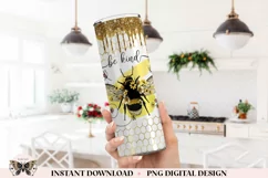 Bee Kind Tumbler Wrap PNG | Glitter Honeycomb & Roses Product Image 2