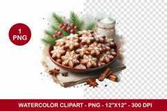 png watercolor clipart - christmas gingerbread Product Image 1