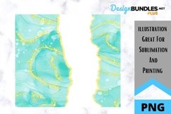Sublimation Alcohol Ink Tumbler - Teal and Gold Alcohol Ink Product Image 2