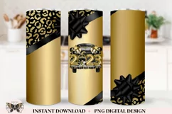 Luxury Black & Gold Gnome New Years Tumbler Sublimation PNG Product Image 1