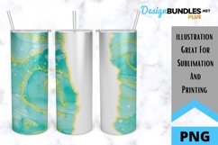 Sublimation Alcohol Ink Tumbler - Teal and Gold Alcohol Ink Product Image 1