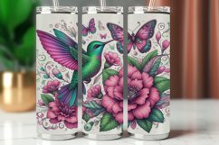 Tumbler Wrap 20 oz - flower and hummingbird Product Image 1