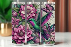 Tumbler Wrap 20 oz - flower and hummingbird Product Image 1