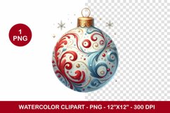 png watercolor clipart - christmas ornament Product Image 1