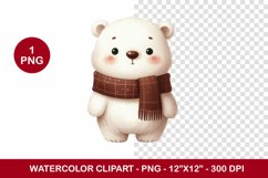 png watercolor clipart - cute baby bear Product Image 1