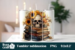 Skull sunflower tumbler wrap| Halloween tumbler design