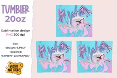 Skinny Tumbler 20oz sublimation blue and pink color fluidart Product Image 2