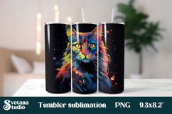 Rainbow cat tumbler wrap design | Animal tumbler sublimation