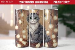 Christmas 20 OZ Skinny Tumbler Sublimation | Cat with lights Product Image 1