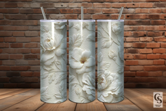 White Embossed Flowers Seamless Patterns Product Image 5