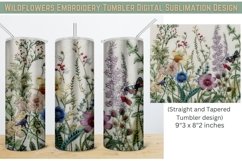 Wildflowers Embroidery 20oz Tumblers PNG Instant Download Product Image 1