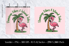 Flamingo Vibes and Island Tides Tumbler Sublimation Design Product Image 1