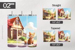 Cute Cat Cottage Tumbler Wrap| Tumbler Sublimation Wrap Product Image 1