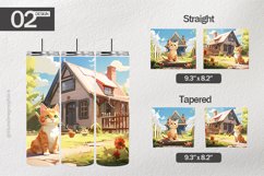 Cute Cat Cottage Tumbler Wrap| Tumbler Sublimation Wrap Product Image 1