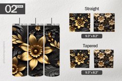 Black Gold Flowers Tumbler Wrap| Tumbler Sublimation Wrap Product Image 1