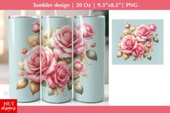 Watercolor flowers tumbler, Roses tumbler sublimation Product Image 1