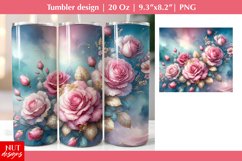 Watercolor flowers tumbler, Roses tumbler mom sublimation Product Image 1