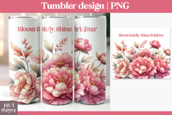 Affirmation tumbler, Women quotes, Floral Peony tumbler wrap Product Image 1