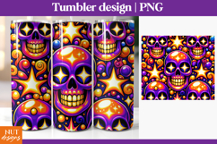 Creepy Skull Halloween tumbler 20oz Glossy skull with stars Product Image 1