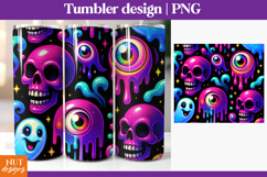 Creepy Skull Halloween tumbler 20oz Glossy Trippy skull eyes Product Image 1