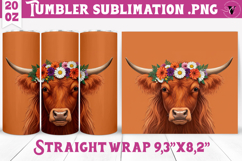 Tumbler Sublimation | Highland Cow design | Boho style Product Image 1