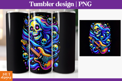 Skeleton Rocker sublimation Neon Halloween tumbler 20oz Product Image 1