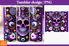Trippy Skull Halloween tumbler 20oz Neon purple skull eyes Product Image 1