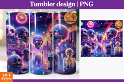 Trippy Skull Halloween tumbler 20oz Nightmare Skull town Product Image 1