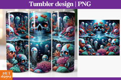 Trippy Skull under water Creepy Halloween tumbler 20oz Product Image 1