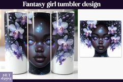 Galaxy Orchid Fantasy Tumbler, Mystical Black Girl Tumbler Product Image 1