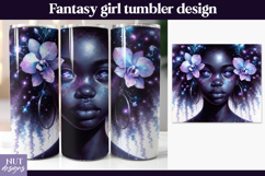 Galaxy Orchid Fantasy Tumbler, Mystical Black Girl Tumbler Product Image 1