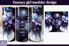 Galaxy Orchid Fantasy Tumbler, Mystical Black Girl Tumbler Product Image 1