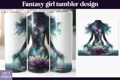 Galaxy Lotus Woman Tumbler, Silhouette Woman Tumbler wrap Product Image 1