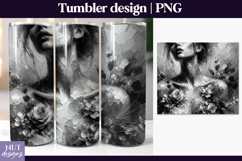 Monochrome Floral woman Tumbler Fantasy tumbler wrap Product Image 1